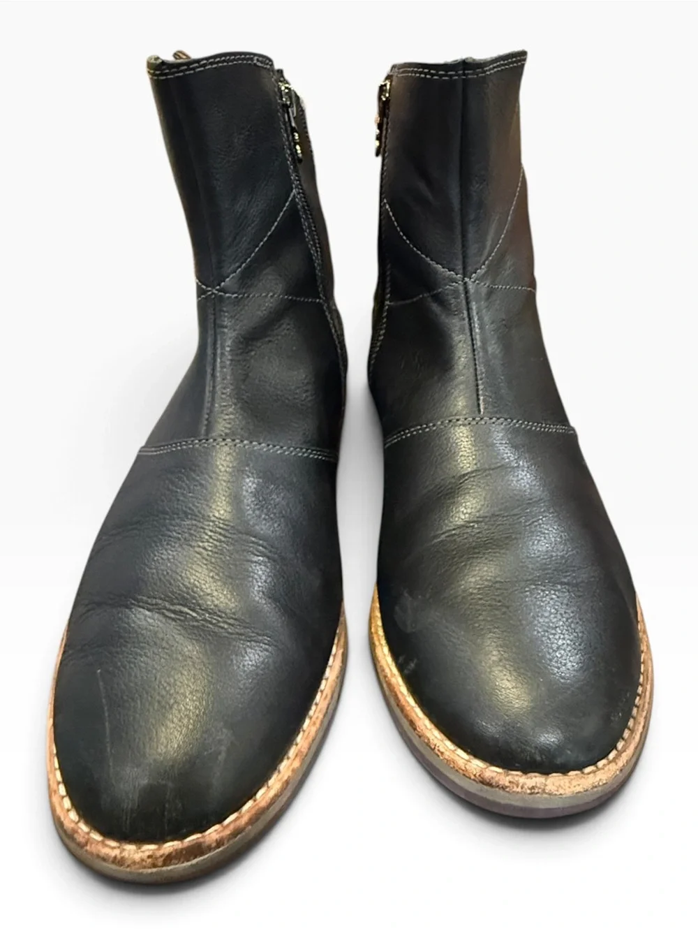 Ahnu Women’s 9.5 Black Leather Ankle Boots Side Zip Comfort Casual